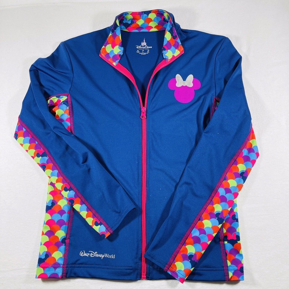 Disney Parks Walt Disney World Girl’s Zip Up Jacket Navy Blue Multi Large